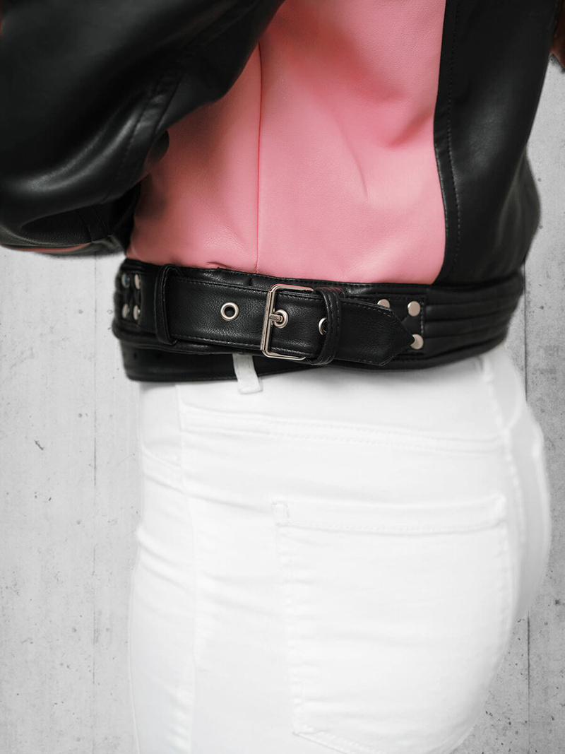 Ženska Kožna Jakna Crna OZONEE JS/11Z8126Z