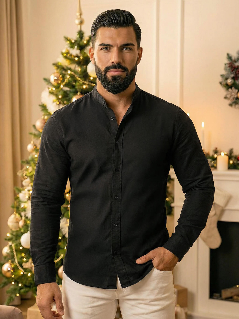 Muška Košulja Crna OZONEE O/V121Z