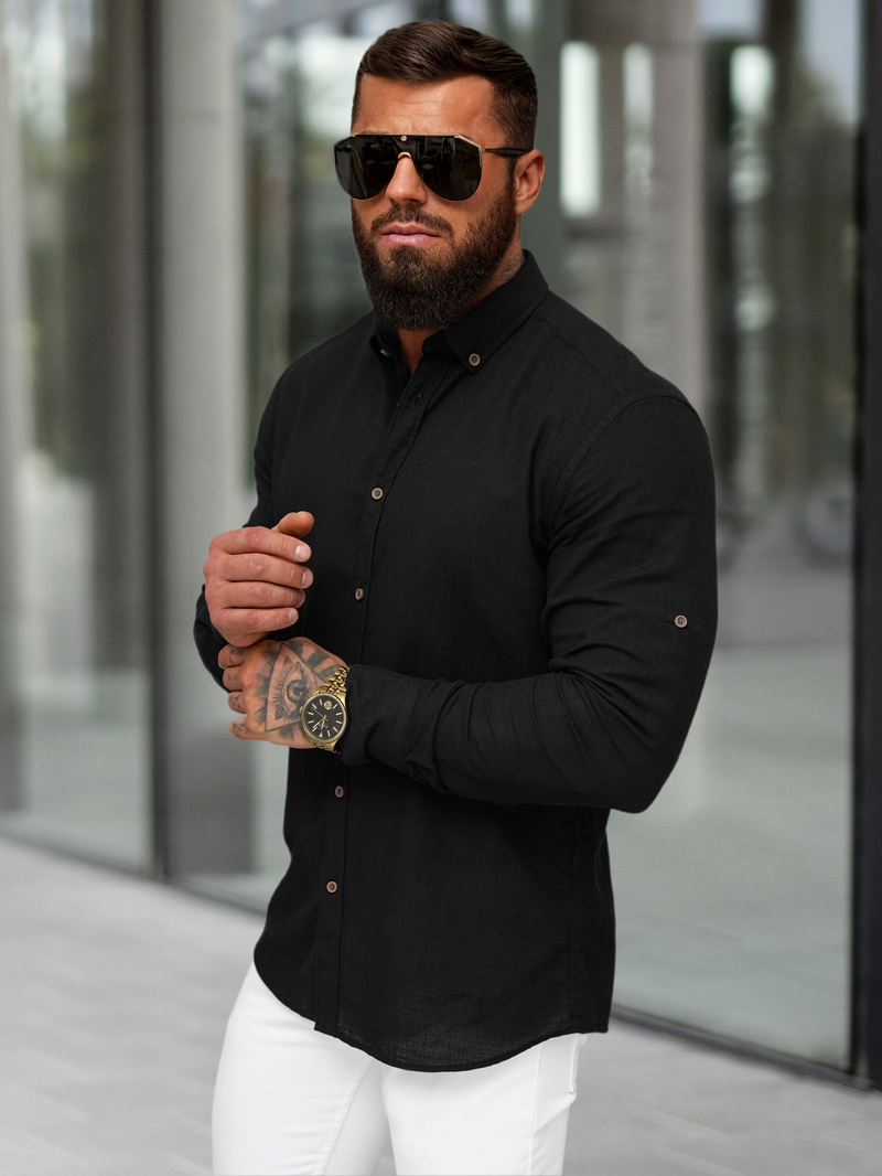 Muška košulja crna OZONEE O/V144