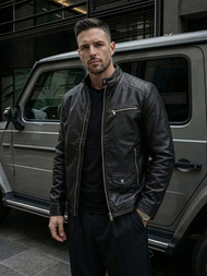 Muška kožna jakna crna OZONEE JS/11Z8021