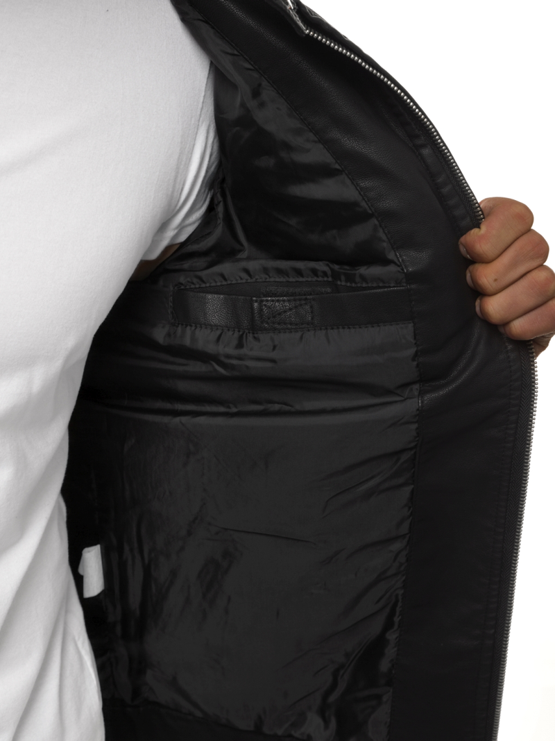 Muška kožna jakna crna OZONEE JB/JP1125