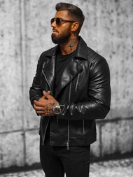 Muška kožna jakna crna OZONEE JS/11Z8056
