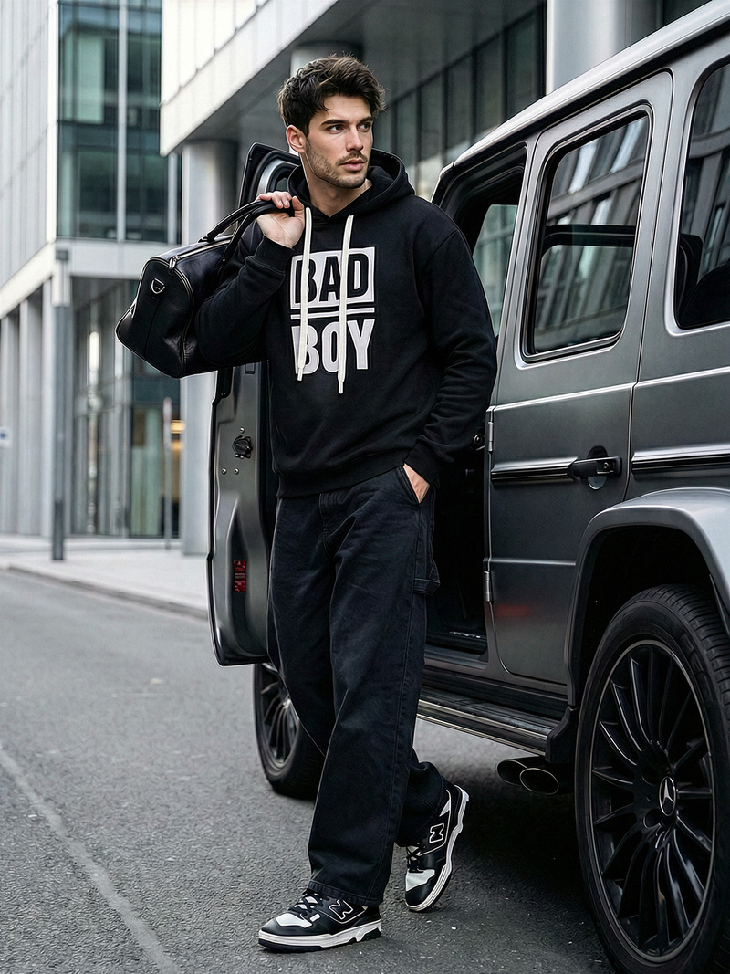 Muška dukserica s kapuljačom crna OZONEE JS/65B3909/3Z