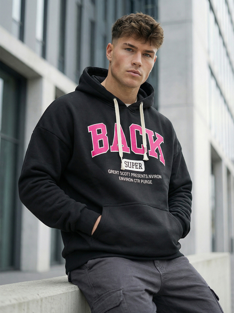 Muška dukserica s kapuljačom crna OZONEE O/TT30513Z