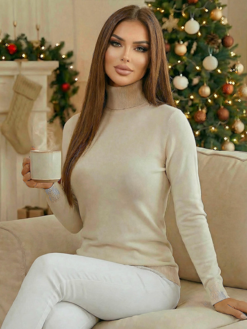 Ženski pulover svijetlo bež OZONEE JS/8009/4Z