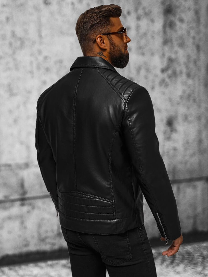 Muška kožna jakna crna OZONEE JS/11Z8056