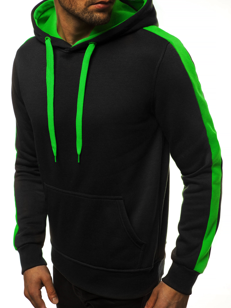 Muška dukserica s kapuljačom crno-zelena OZONEE JS/2012