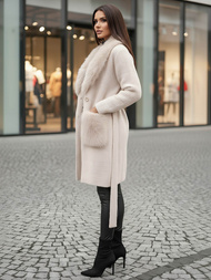 Ženski kaput bež OZONEE JS/53M5200/155Z