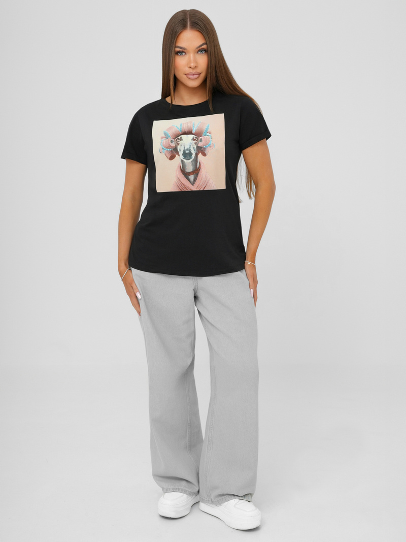 Ženska majica crno-ružičasti OZONEE JS/YJ77726