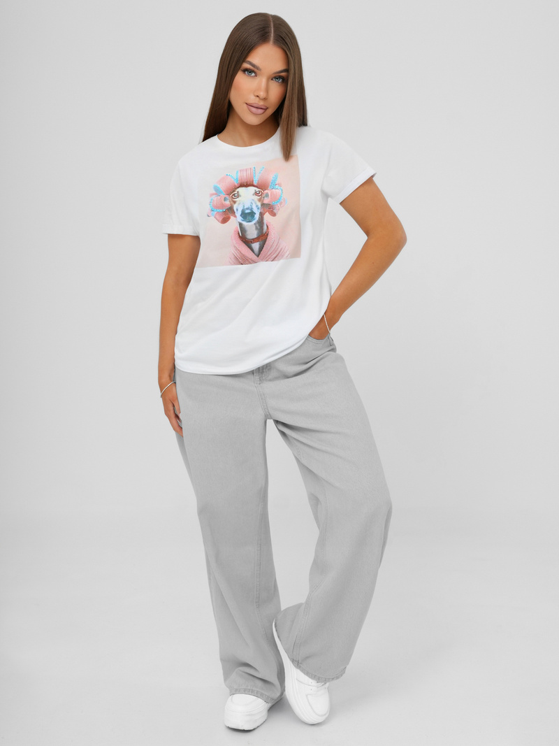 Ženska majica bijelo-ružičaste OZONEE JS/YJ77726