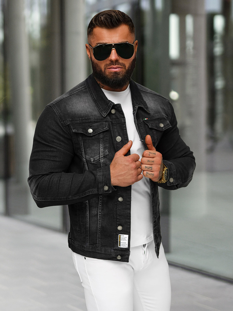 Muška traper jakna crna OZONEE NB/MJ512N