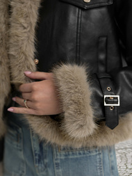 Ženska Kožna Jakna Crna OZONEE JS/61M8517/392