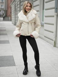 Ženska Kožna Jakna Ecru OZONEE JS/61M8507/280Z