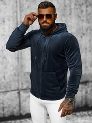 Muška od velura dukserica s kapuljačom modri OZONEE JS/8B1168/25