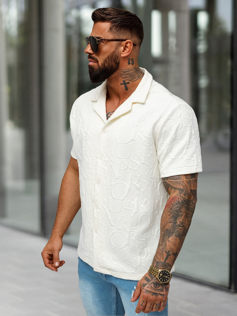 Muška košulja kratkih rukava ecru OZONEE O/B2256