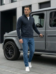 Muška dukserica s patentom modra OZONEE JS/2002