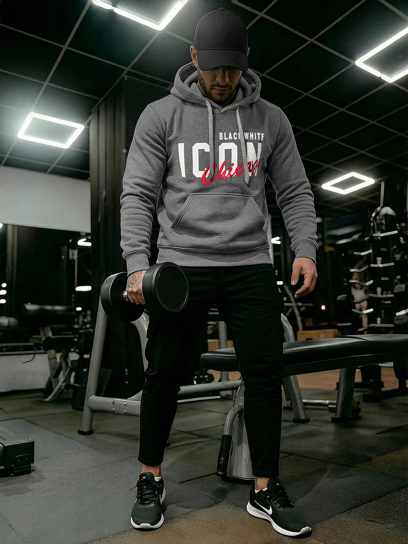 Muška dukserica s kapuljačom grafitna OZONEE JS/8B1736/5