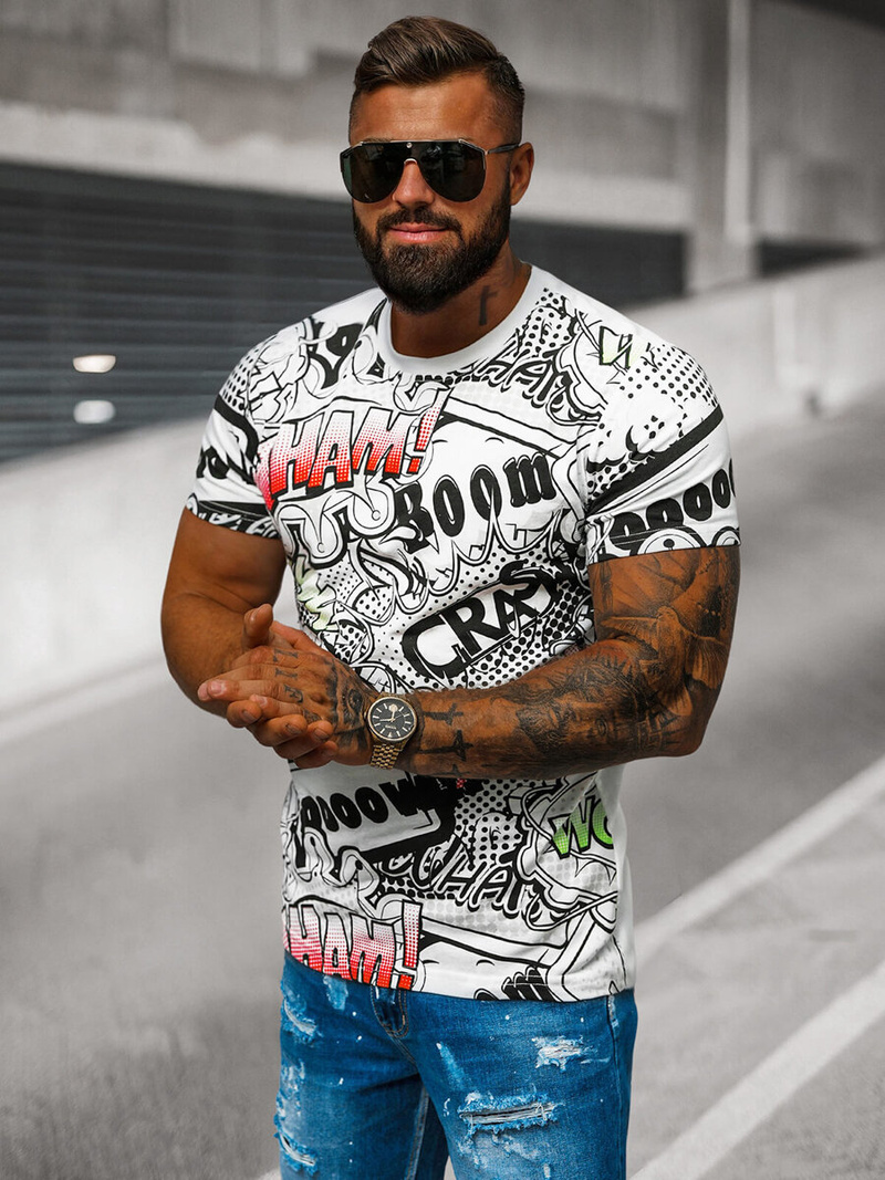 Muška Majica Bijeli OZONEE O/T137/1