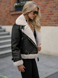 Ženska Kožna Jakna Crna OZONEE JS/11Z8230