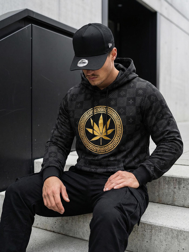 Muška dukserica s kapuljačom crna OZONEE O/B265Z