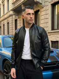 Muška kožna jakna crna OZONEE JS/11Z8105Z