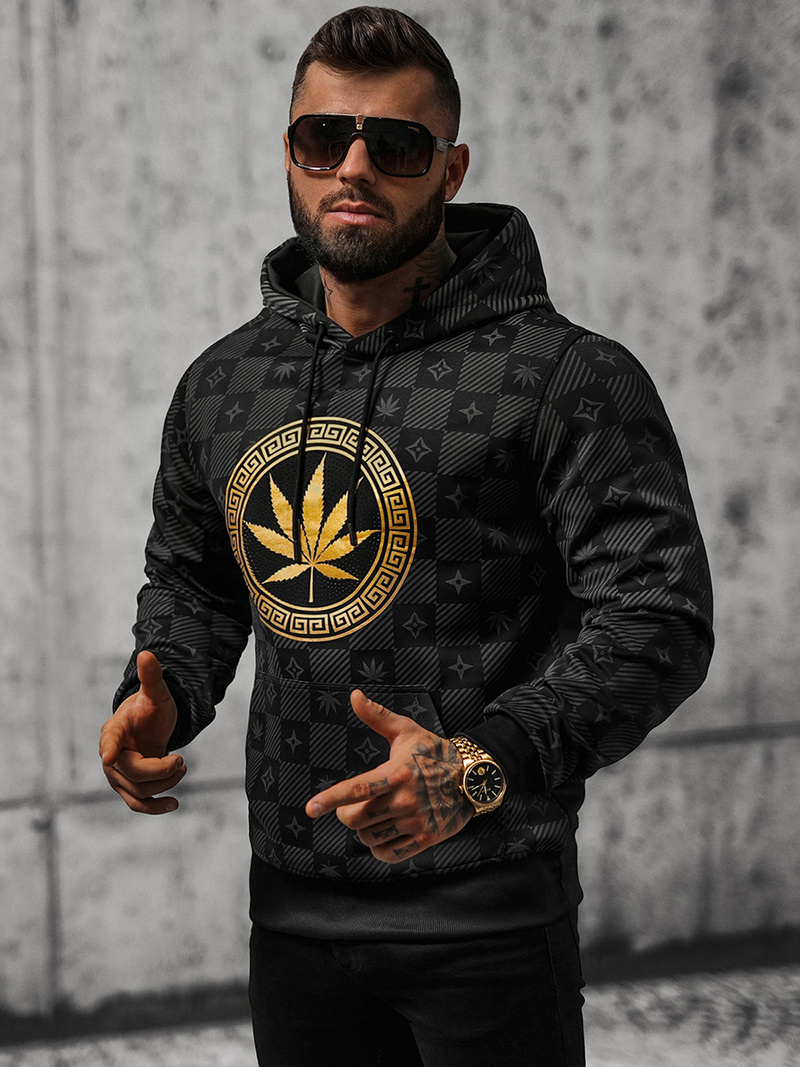 Muška dukserica s kapuljačom crna OZONEE O/B265