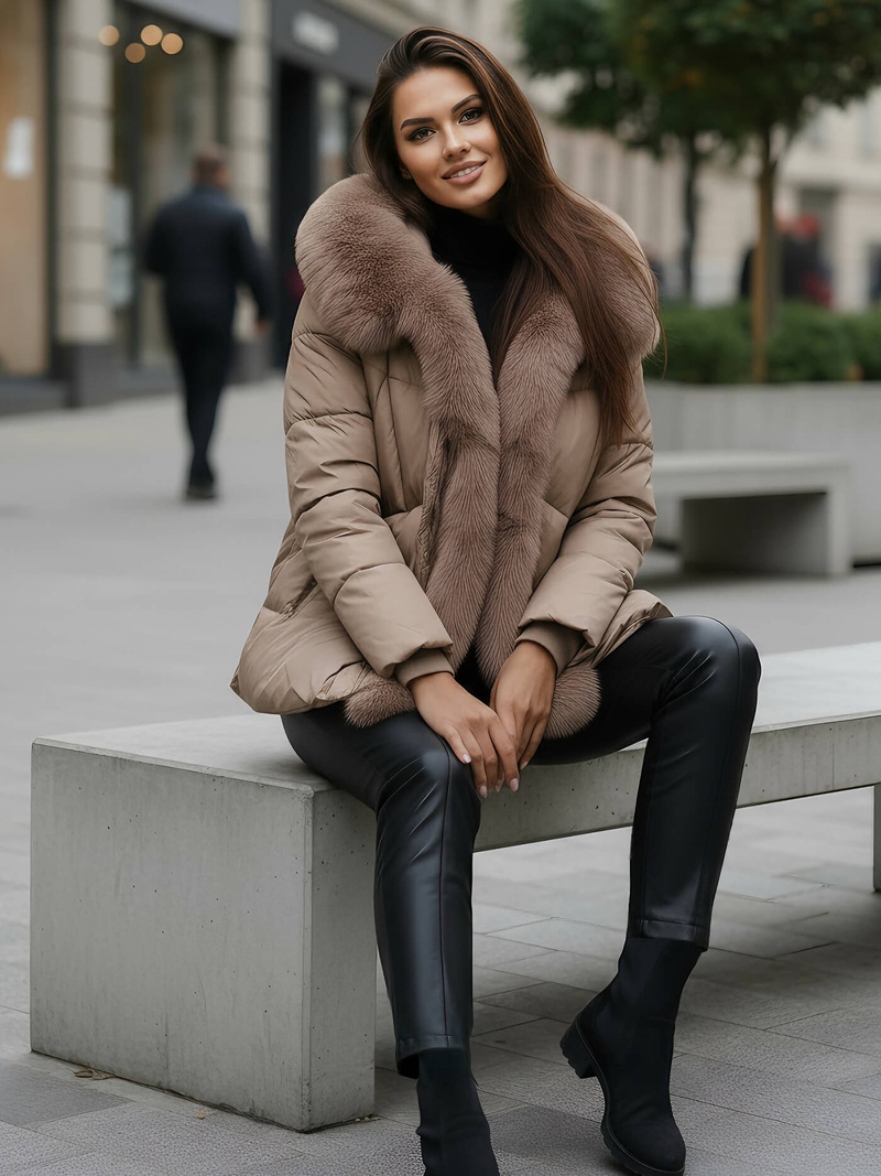 Ženska jakna tamno-bež OZONEE O/16M9179/84