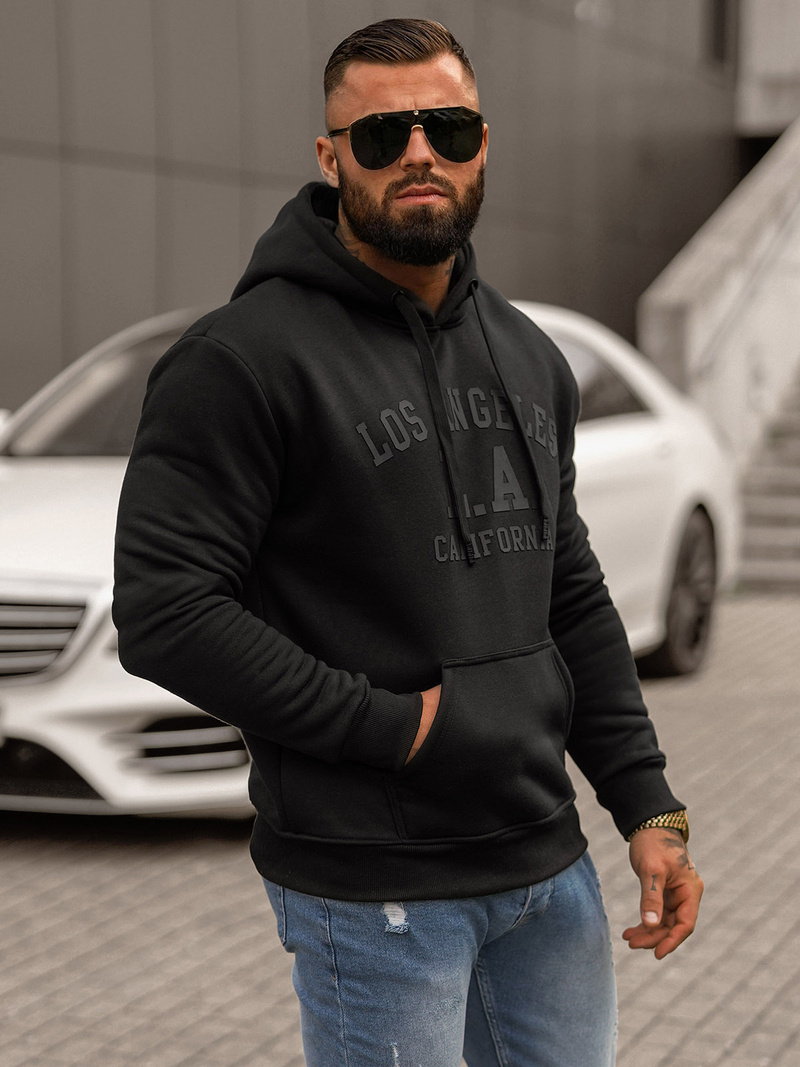 Muška dukserica s kapuljačom crna OZONEE JS/8B1356/3