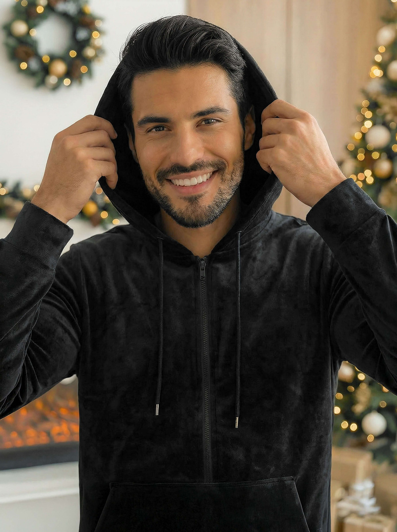 Muška trenirka od velura crna OZONEE JS/8C1169/3Z