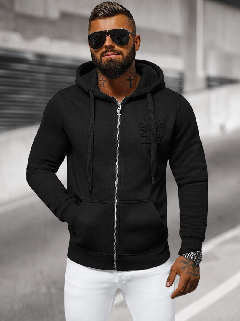 Muška dukserica s kapuljačom crna OZONEE NB/MF2003