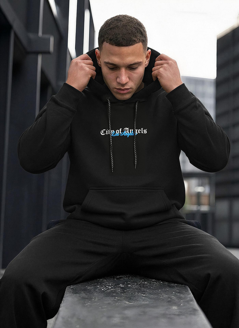 Muška dukserica s kapuljačom crna JS/21B1901/3