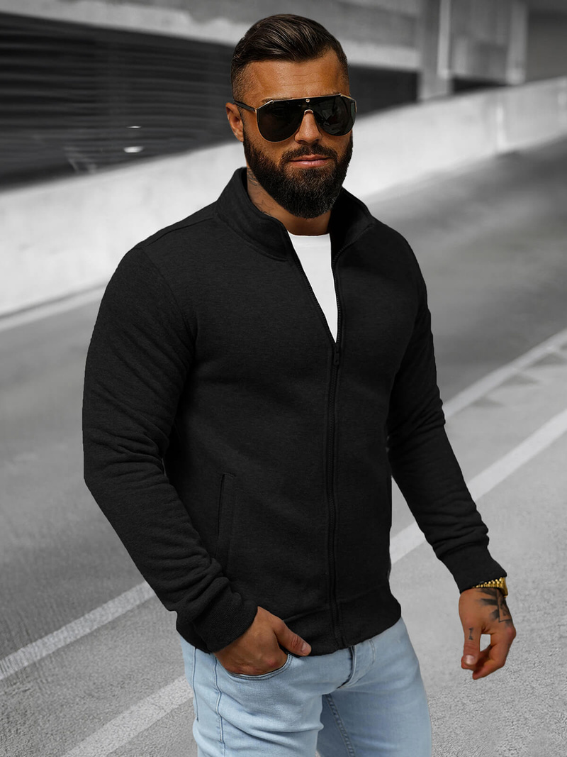 Muška dukserica s patentom crna OZONEE JS/2002Z