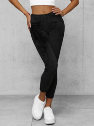 Ženske od velura sportske hlače crne OZONEE JS/92K521/3