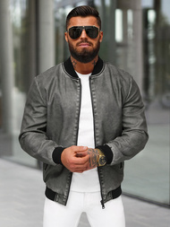 Muška kožna jakna grafitna OZONEE JS/11Z8107