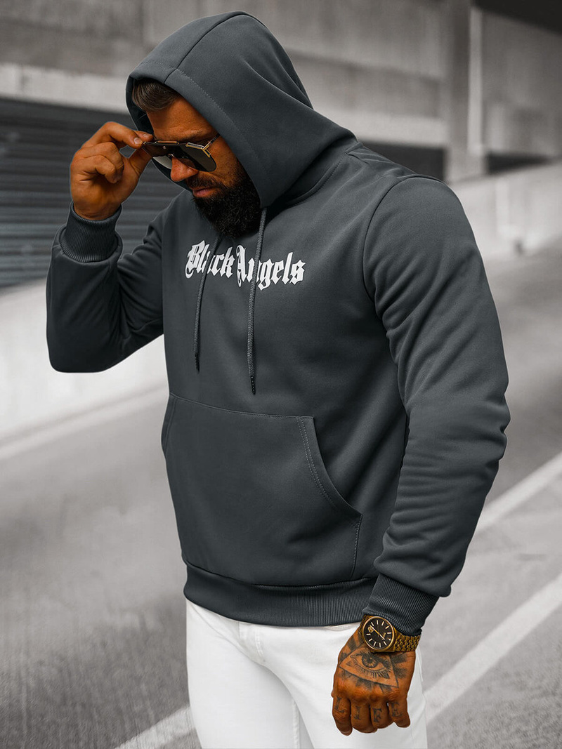 Muška dukserica s kapuljačom grafitna OZONEE JS/27B6509/5