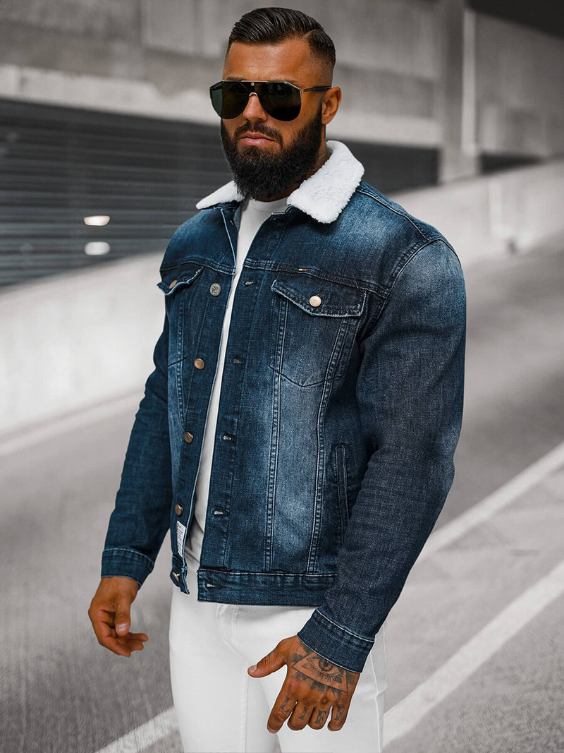 Muška traper jakna šerpa tamnoplava OZONEE NB/MJ516BSZ