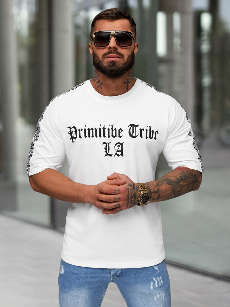 Muška Majica Bijeli OZONEE JS/8B1380/1