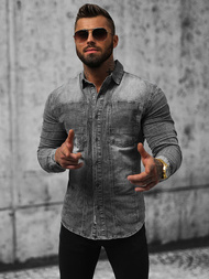 Muška traper košulja siva OZONEE NB/MC712G