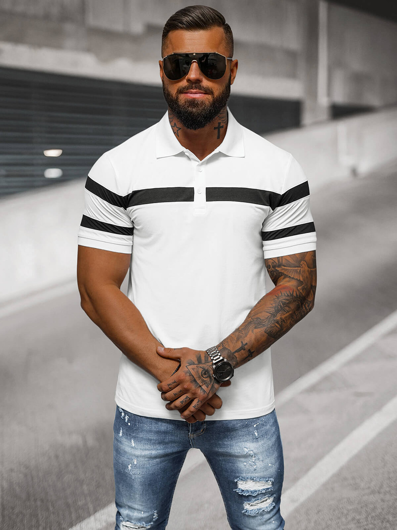 Muška polo majica bijela OZONEE NB/MT3108