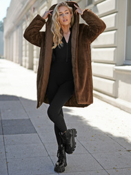 Ženska duga zimska jakna čokolada OZONEE JS/5M3352/158