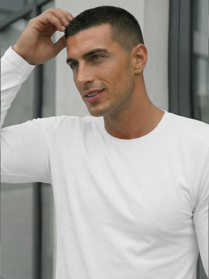 Muška majica dugi rukav bijela OZONEE JS/DB71/2