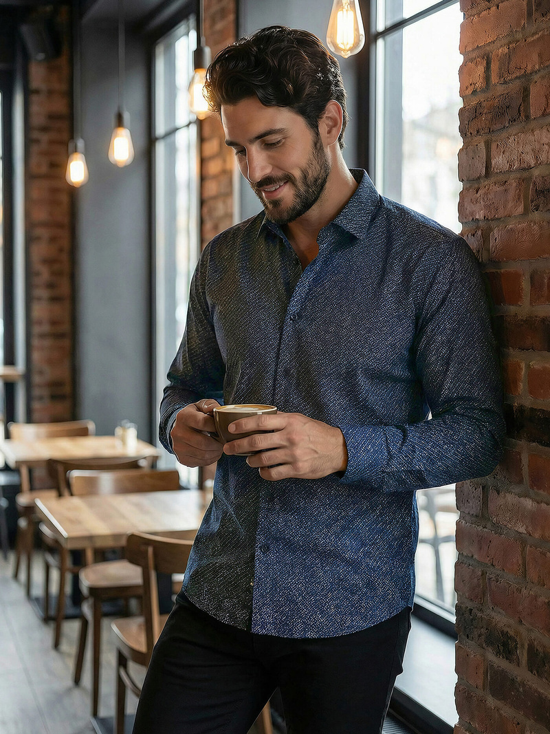 Muška Košulja Modra OZONEE V/V186Z