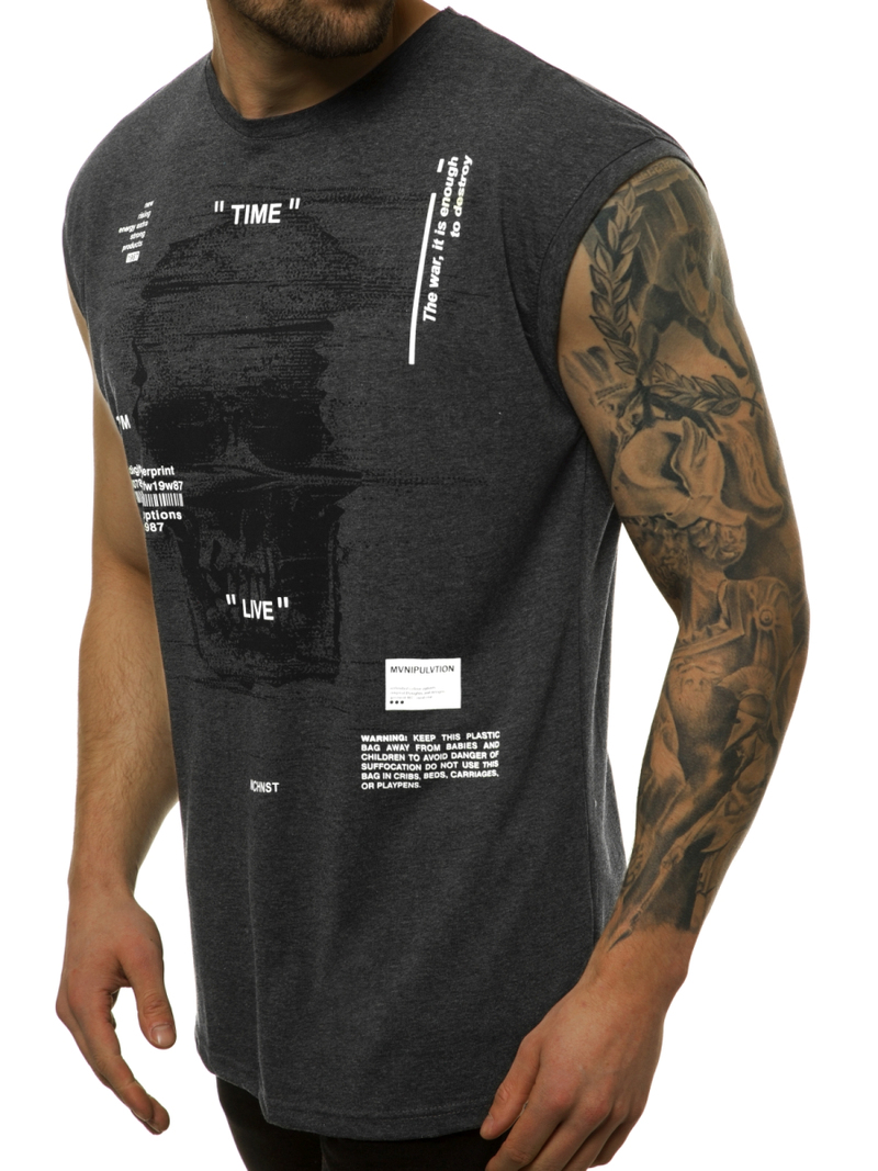 Muška majica bez rukava grafitno-bijela OZONEE MACH/M1212