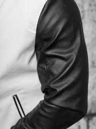 Muška kožna jakna bijelo-crna OZONEE JS/11Z8068