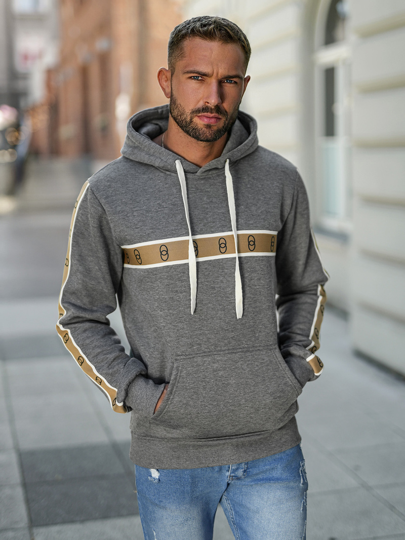 Muška dukserica s kapuljačom grafitna OZONEE JS/8B1729/5