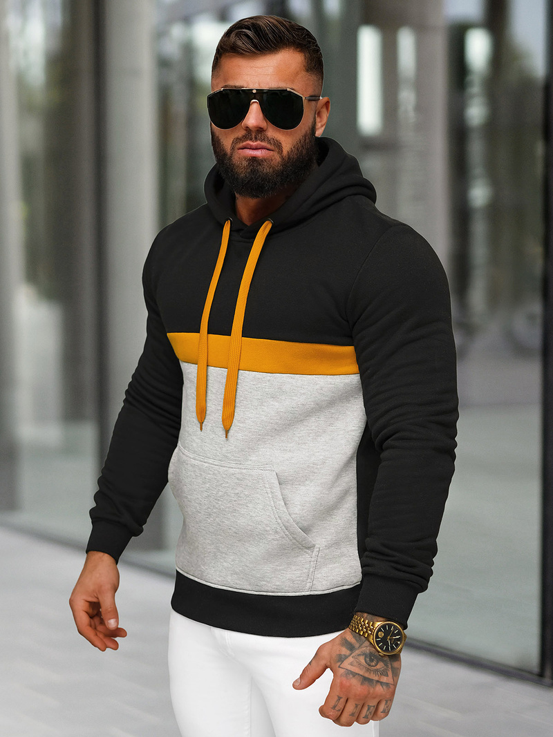 Muška dukserica s kapuljačom crna OZONEE JS/8B1319/3