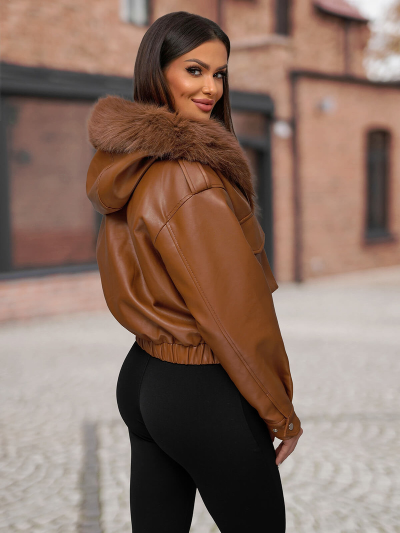 Ženska Kožna Jakna Smeđa OZONEE O/G125