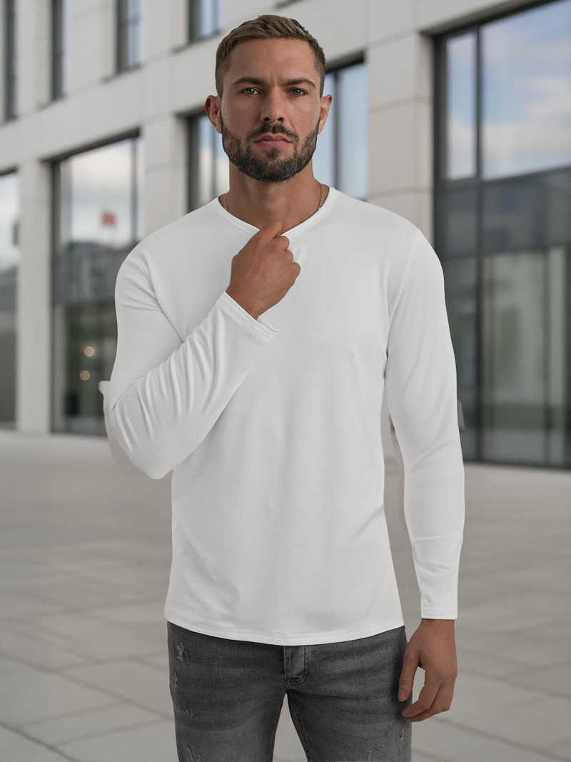 Muška majica dugi rukav bijela OZONEE JS/DB71/2