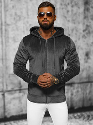 Muška od velura dukserica s kapuljačom grafitna OZONEE JS/8B1168/6