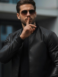 Muška kožna jakna crna OZONEE JS/11Z8015Z